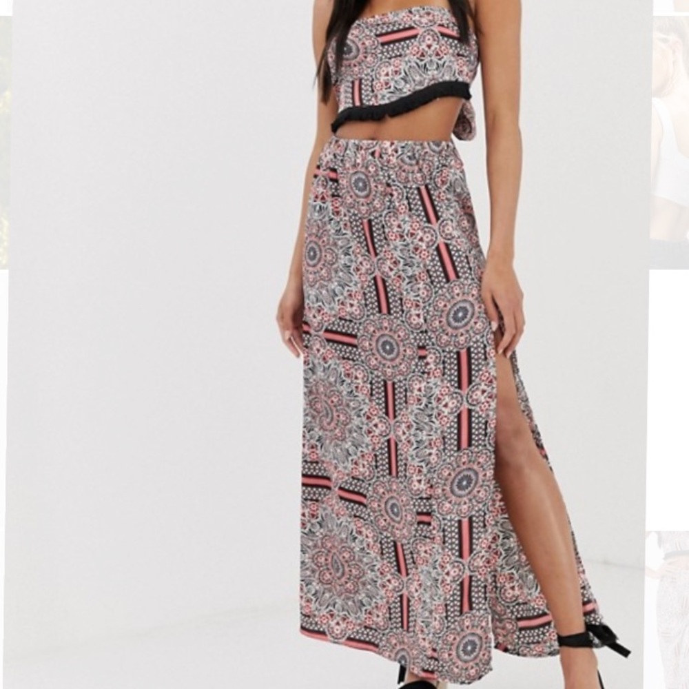 NWT COMPLETE OUTFIT SET- FRINGE TOP & MAXI SKIRT